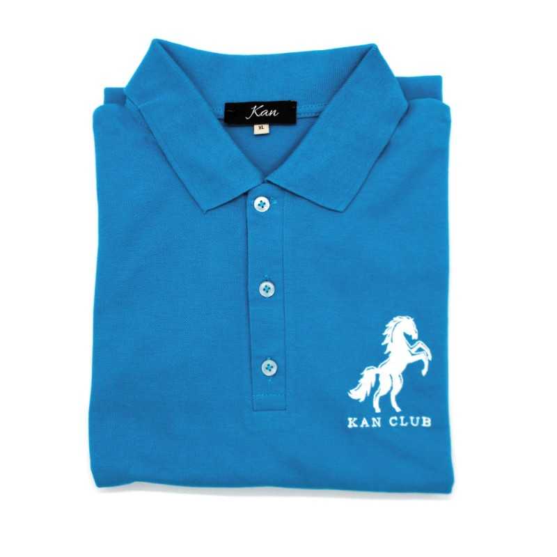 Pull polo homme demi manche 100% coton Kan - bleu ciel