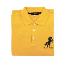 Pull polo homme demi manche 100% coton Kan - jaune moutarde
