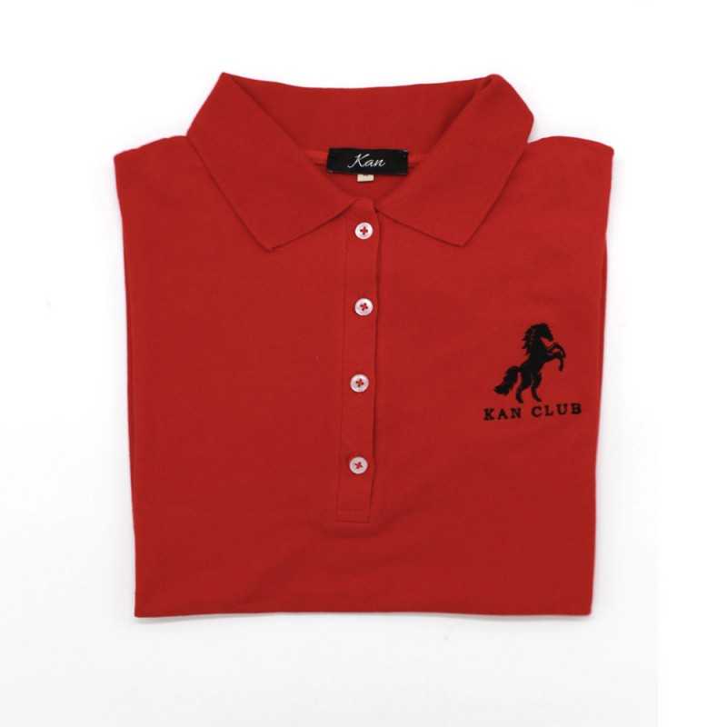 Pull polo homme demi manche coton Kan - Rouge