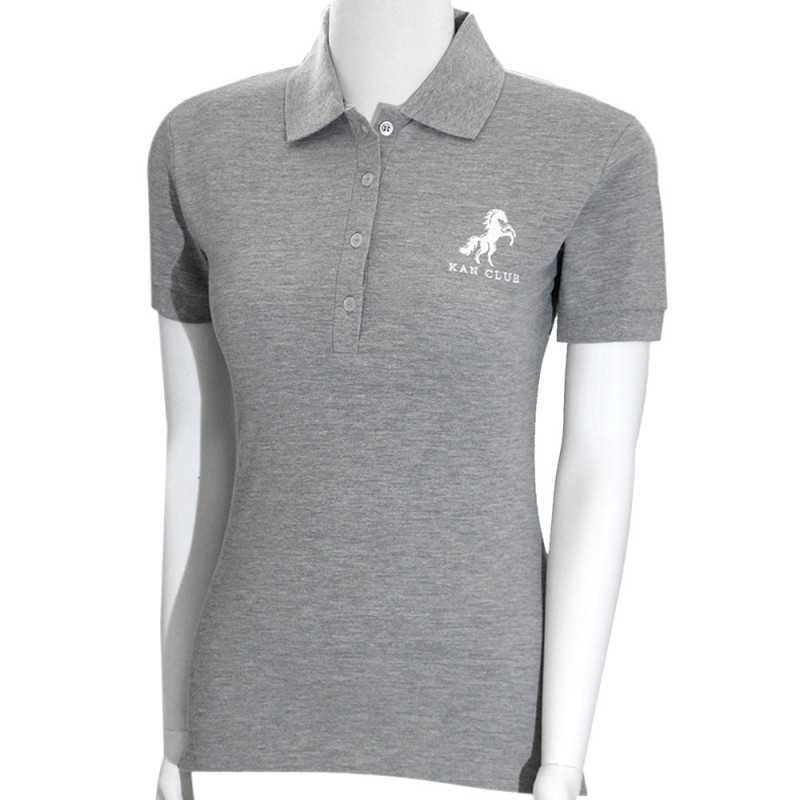 Pull polo femme manches courtes 100% Coton Kan - Gris