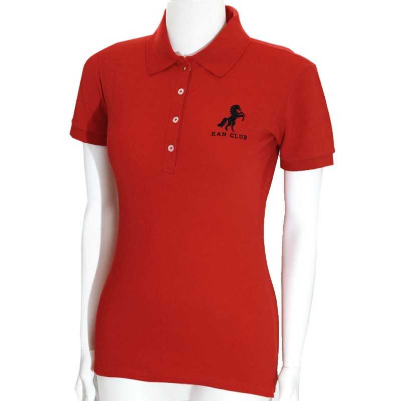 Pull polo femme manches courtes 100% Coton Kan - Rouge