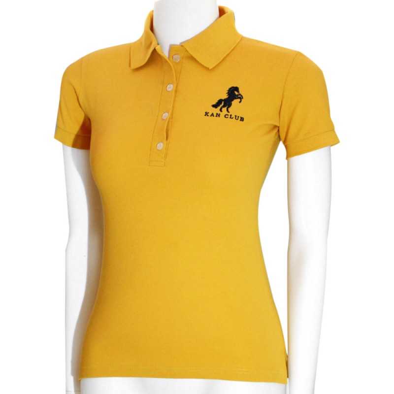 Pull polo femme manches courtes 100% Coton Kan - Jaune