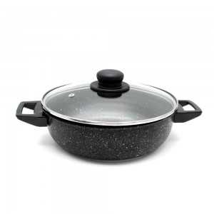 Lot Faitout 20cm avec Faitout Bas 24cm - Eco Granite Antiadhésif Noir Cookart Lot Faitout 20cm avec Faitout Bas 24cm - Eco Granite Antiadhésif Noir Cookart