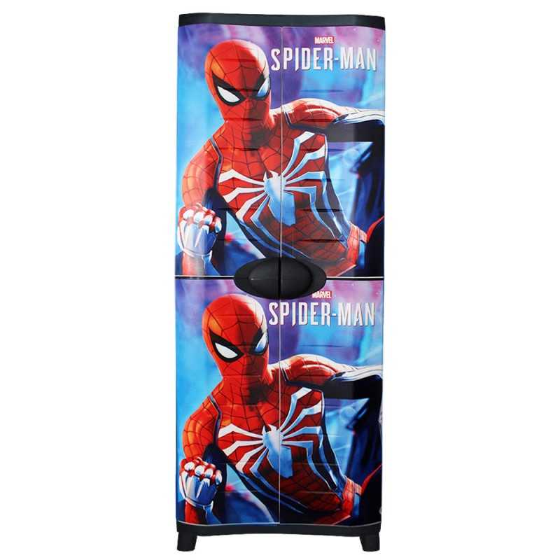 Armoire Texas en plastique Spider Man avec 2 portes et 4 étagères