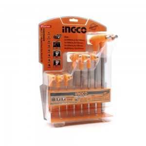 Jeu de 8 Clés Males Hexagonales à Boule Manche en T INGCO