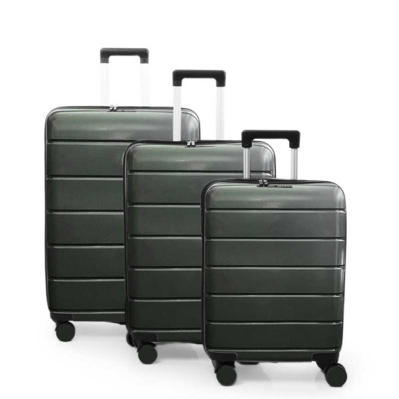 Set de Trois valises avec roues 360° - NEW STYLE BAG - verte