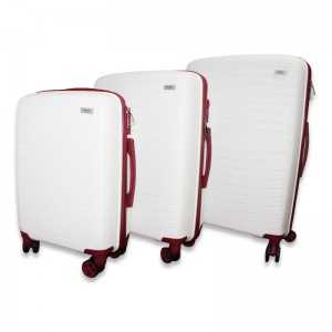 Set de Trois valises avec roues 360° - Maji BAG - Blanc & Rouge