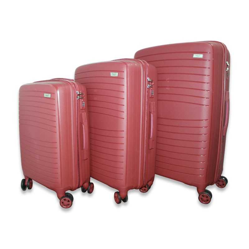 Set de Trois valises avec roues 360° - Maji BAG - Rouge Bordeaux