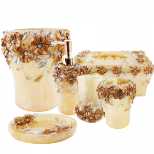 Ensemble d'accessoires Salle de Bain FLORAL Beige 6 pièces LH6-02 -... Ensemble d'accessoires Salle de Bain FLORAL Beige 6 pièces LH6-02 -...