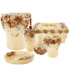 Ensemble d'accessoires Salle de Bain FLORAL Beige 6 pièces LH6-02