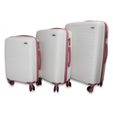 Set de Trois valises avec roues 360° - Maji BAG - Blanc & Rose