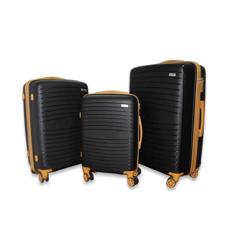 Set de Trois valises avec roues 360° - Maji BAG - Noir & Caramel