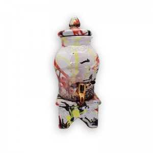 Huilier en céramique Distributeur d'huile d'olive avec support 2 Litres