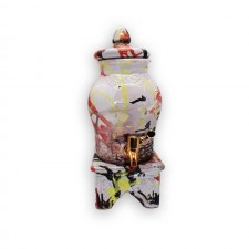 Huilier en céramique Distributeur d'huile d'olive avec support 2 Litres