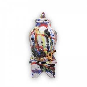 Huilier en céramique Distributeur d'huile d'olive avec support 3 Litres