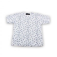 Pull Demi Manche KAN Taille 8 Fleuri Bleu Enfants