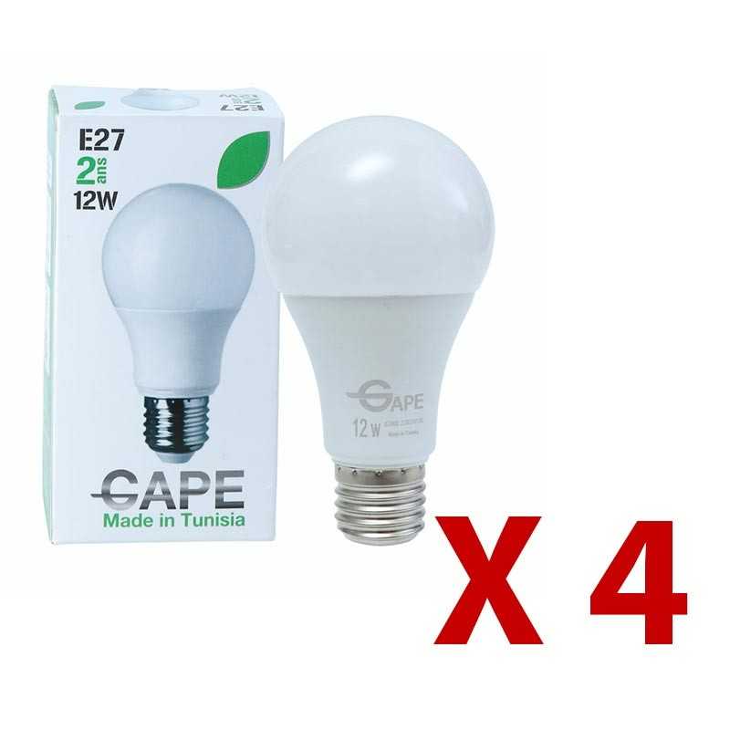 Pack 4 Ampoule LED E27 - 12W Blanc