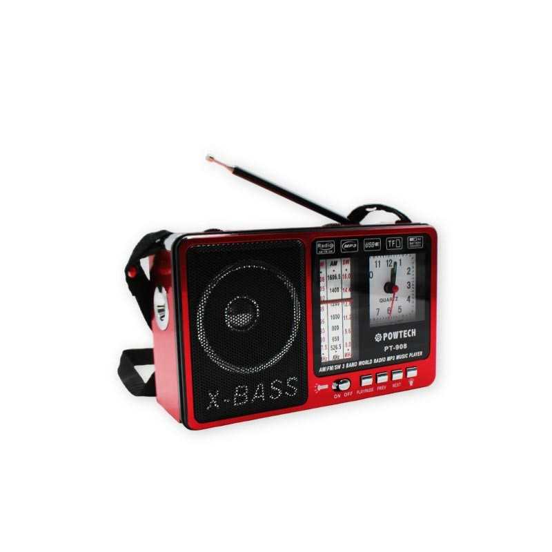 Radio FM MP3 Rechargeable POWTECH PT-908-R ROUGE
