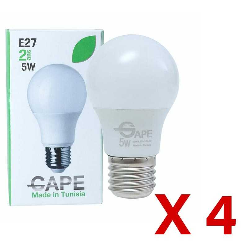 Pack 4 Ampoule LED E27-5W