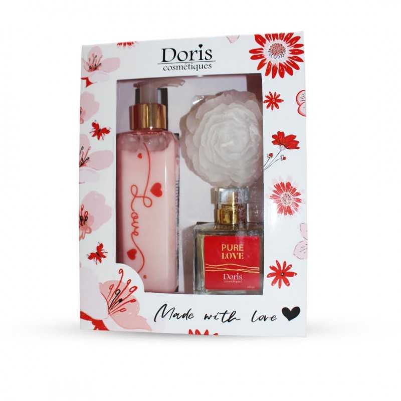 Coffret Doris Pure Love Parfum & Lait De Corps Love + Bougie Parfumé