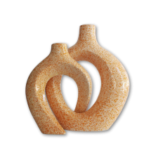 Lot de 2 Vases Décoratifs en céramique Noridique Moderne Orange Blanc