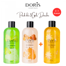 Pack de 3 Gels Douche Doris 400 ml - Noix De Coco, Vanille et Pomme