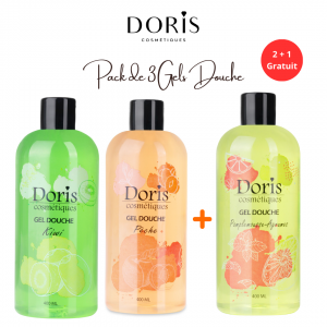 Pack de 3 Gels Douche Doris 400 ml - Kiwi, Pèche et Pamplemousse
