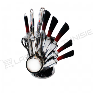 Ensemble Couteaux de cuisine BASS 11pièces Dégradé Noir-Rouge - Ven... Ensemble Couteaux de cuisine BASS 11pièces Dégradé Noir-Rouge - Ven...
