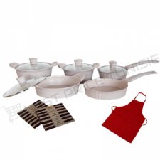 Ensemble de Batteries de cuisine Granite 12pièces Grège marble