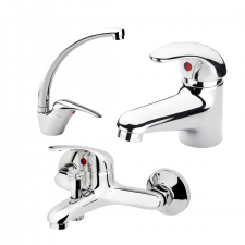Lot de 3 Robinets Mitigeur Lavabo Cuisine Bain AZR