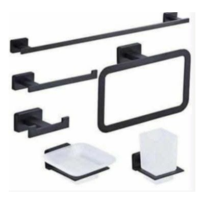 Support mural de salle de bain noir 6 pièces |Last Price Tunisie