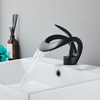 Robinet lavabo noir design cascade|Last Price Tunisie