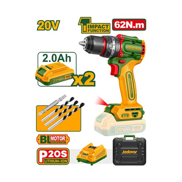 Perceuse à percussion sans fil Jadever 62N.m