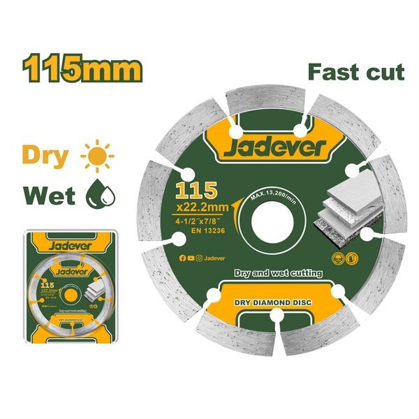 DISQUE DIAMANTÉ SEC 115MM JADEVER