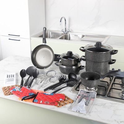 Ensemble de Batterie de Cuisine Granitalia 36 Pièces Noir|Last Price Tunisie