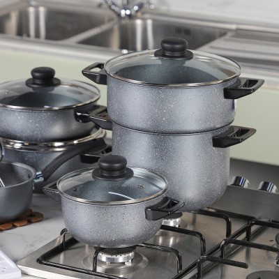 Ensemble de Batterie de Cuisine Granitalia 45 Pièces Gris|Last Price Tunisie