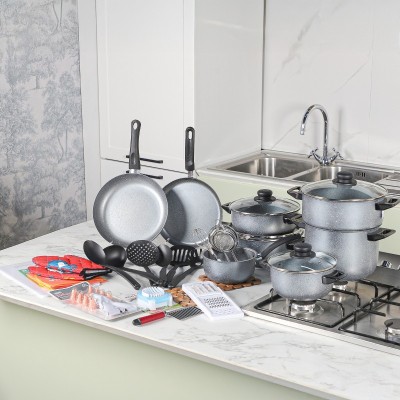 Ensemble de Batterie de Cuisine Granitalia 45 Pièces Gris|Last Price Tunisie