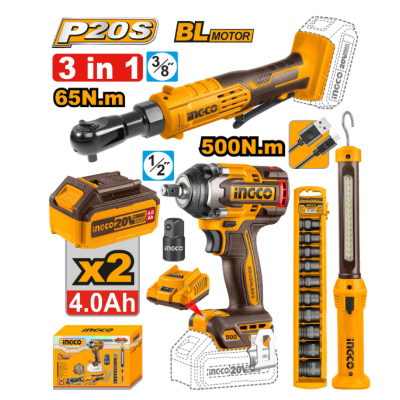 Kit INGCO combiné sans fil 3 pièces 500Nm COSLI240461|Last Price Tunisie