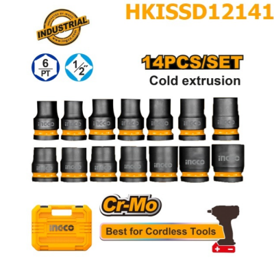 Jeu De Douilles À Choc - 14 Pièces - 1/2" INGCO HKISSD12141|Last Price Tunisie