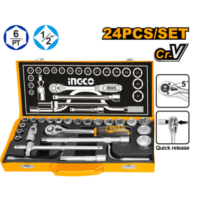 Jeu de 24 douilles 1/2" INGCO HKTS0243|Last Price Tunisie