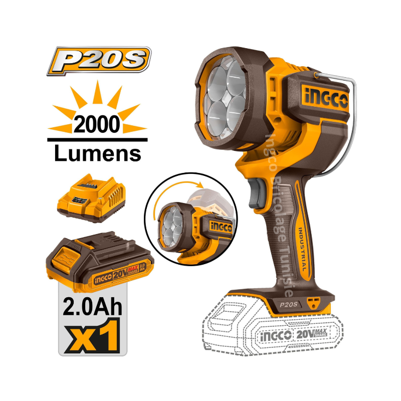 Lampe De Travail LED Rechargeable SVCEQZE - Sans Fil, Ports USB-C/USB, Compacte 12x10.5x18.5cm - Chantier, Atelier, Camping - 6