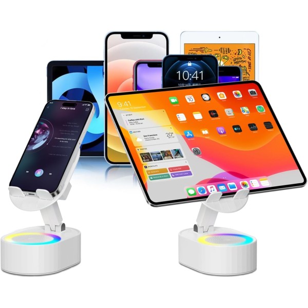 Station Multimédia 4-en-1 : Support, Haut-parleur, Power Bank et LED