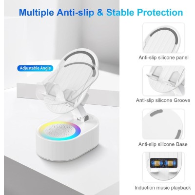 Station Multimédia 4-en-1 : Support, Haut-parleur, Power Bank & LED|Last Price Tunisie