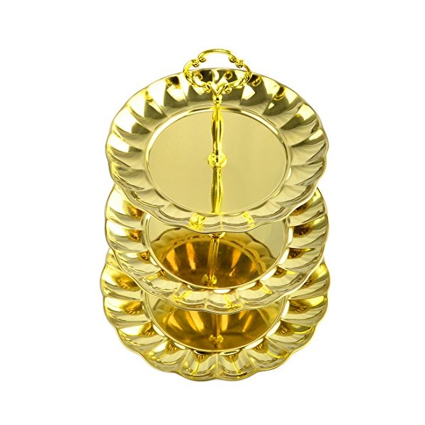 Présentoir à gâteaux à 3 Niveaux Doré