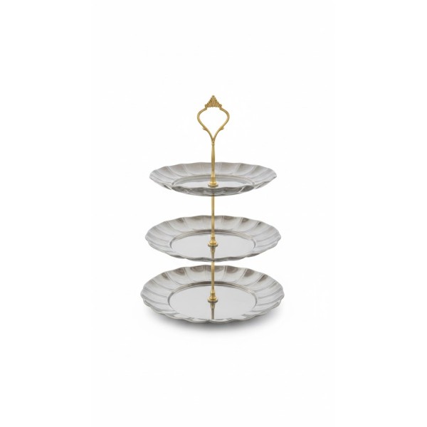 Présentoir à gâteaux à 3 Niveaux Argenté