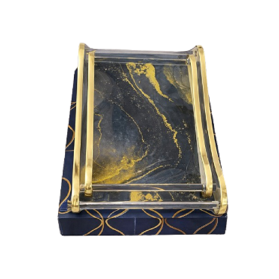 2 Plateau de Service Design Marbre Noir et Doré|Last Price Tunisie