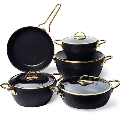 Batterie de Cuisine Vivaldi Lydia Diamond Granite Noire 9 pièces | Last Price Tunisie