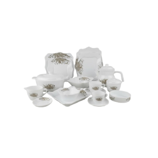 Service à Table 72 Pièces Motif Fleur Marron