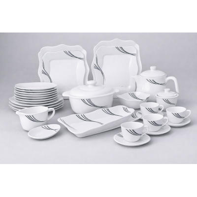 Service à Table 72 Pièces Motif Lignes noir |Last Price Tunisie