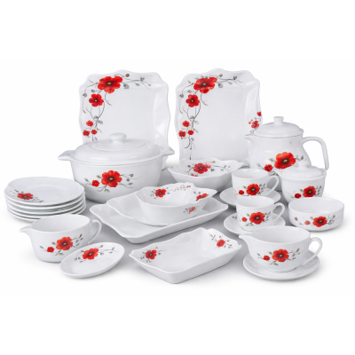 Service à Table 72 Pièces Motif Fleur Rouge |Last Price Tunisie